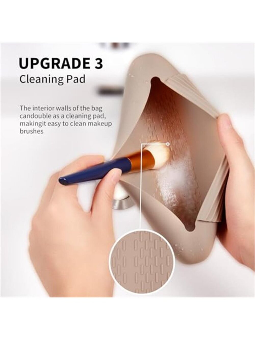 Silicone Makeup Brush Holder Travel Cosmetic Bag:Soft Portable Cosmetic Face - Picture 4 of 6